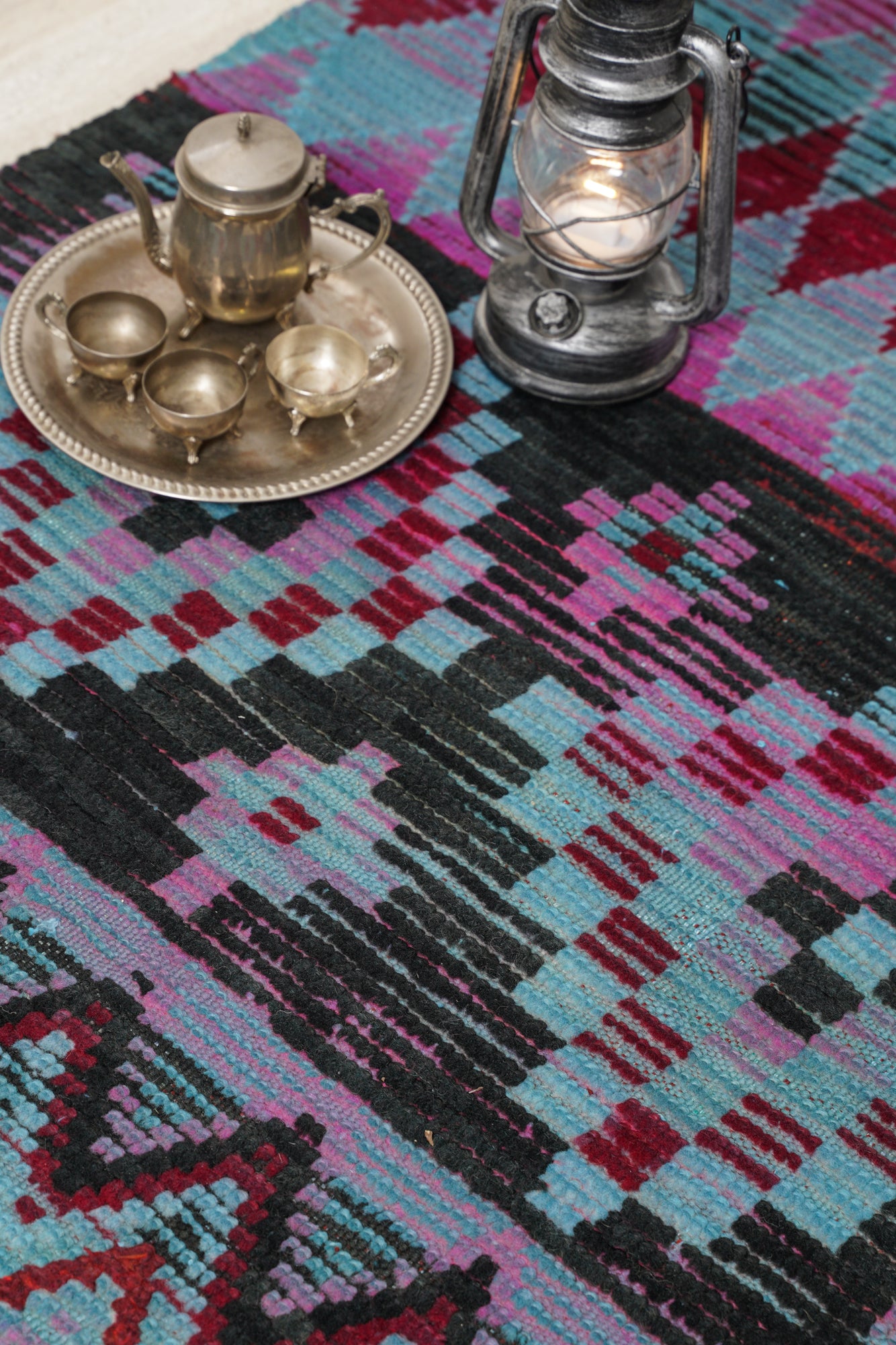 Vintage Turkish Tribal Hallway Rug 10'2" x 2'8"