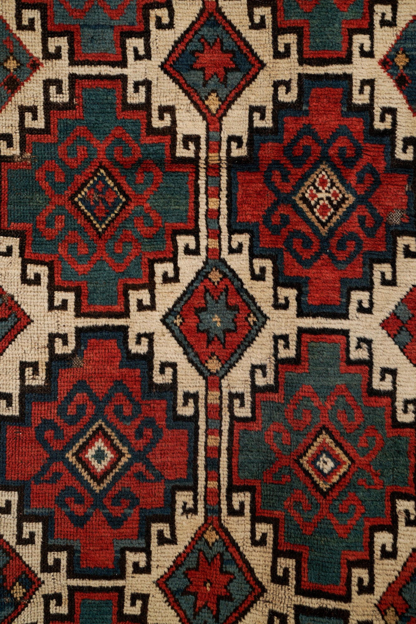 Antique Caucasian Memling Gol Kazak Rug 7'9" x 4'5"
