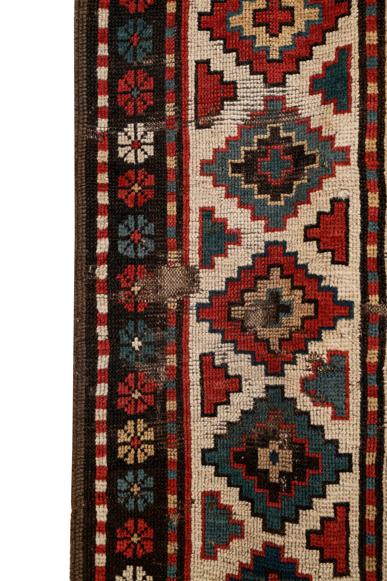 Antique Caucasian Memling Gol Kazak Rug 7'9" x 4'5"