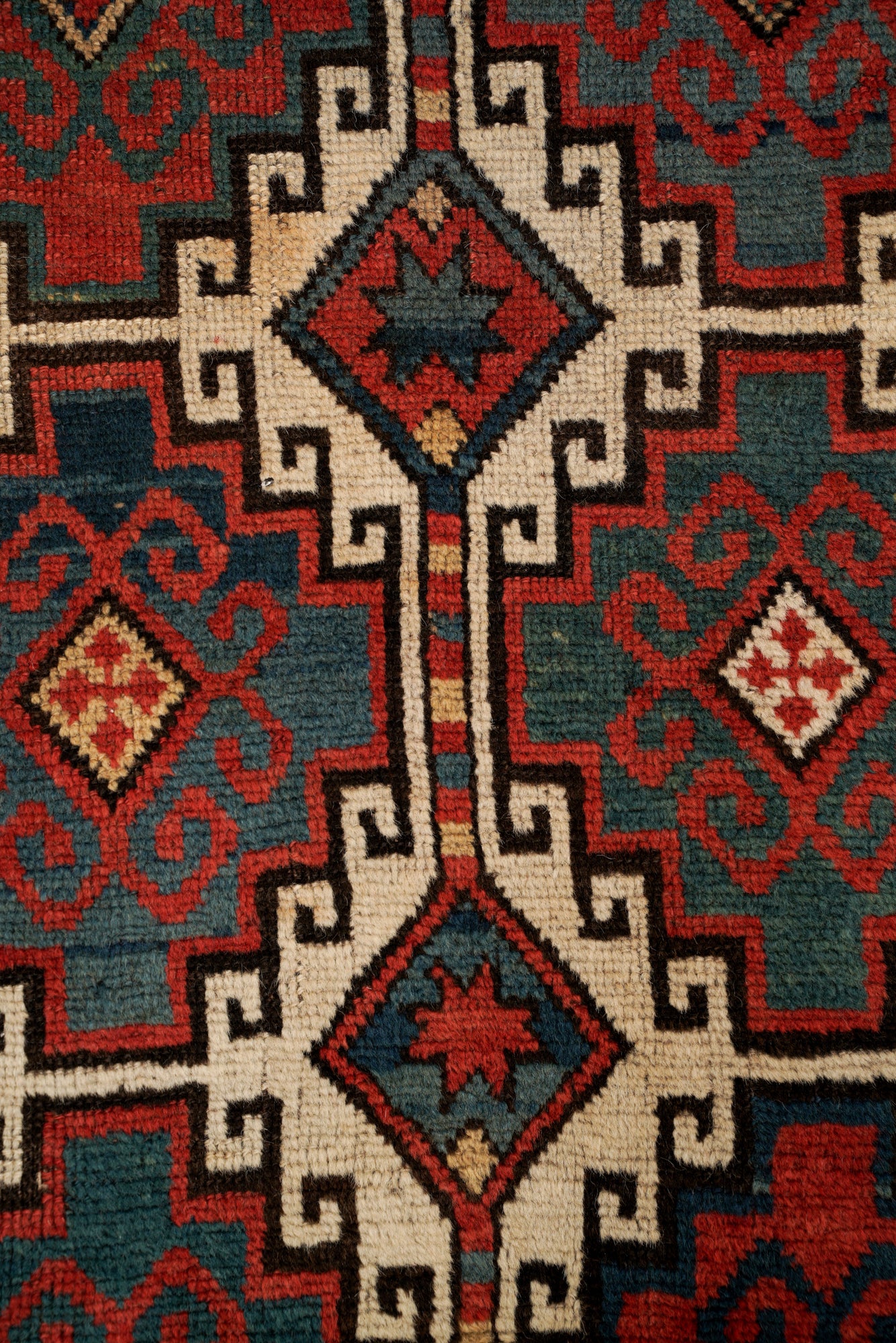 Antique Caucasian Memling Gol Kazak Rug 7'9" x 4'5"