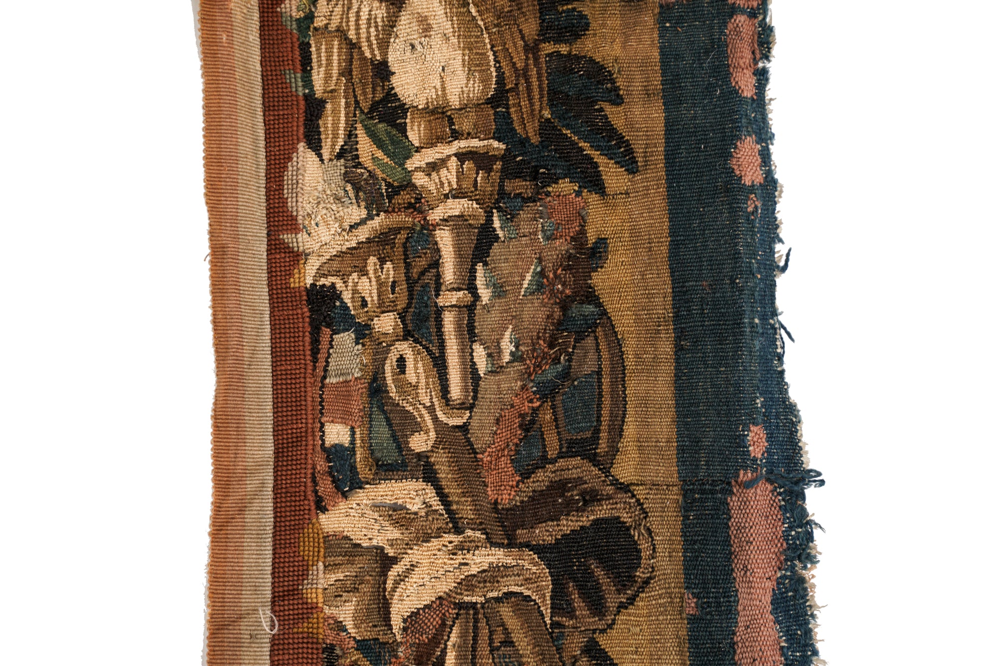 Antique Brussels Tapestry Fragment 7'4" x 1'1"