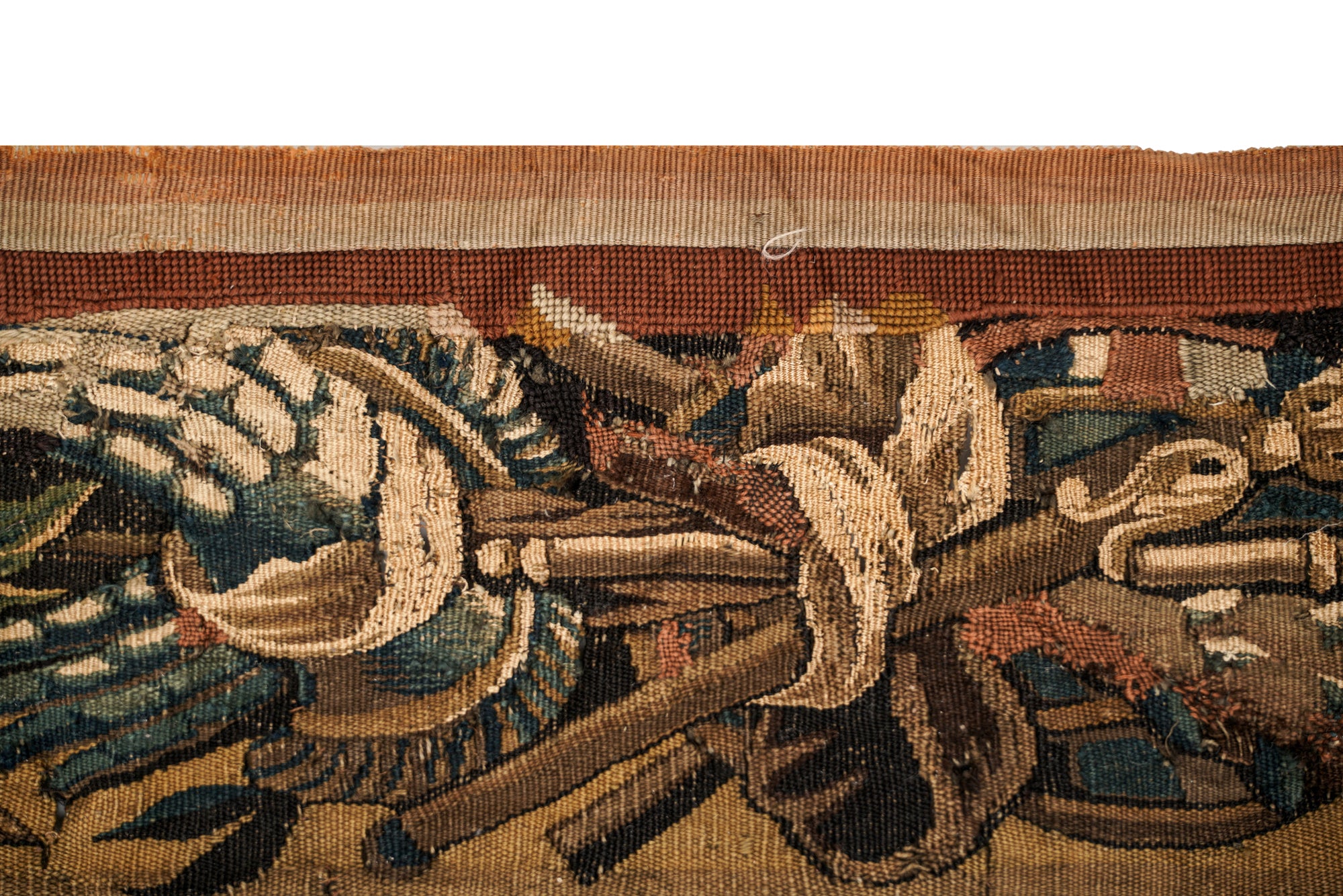 Antique Brussels Tapestry Fragment 7'4" x 1'1"