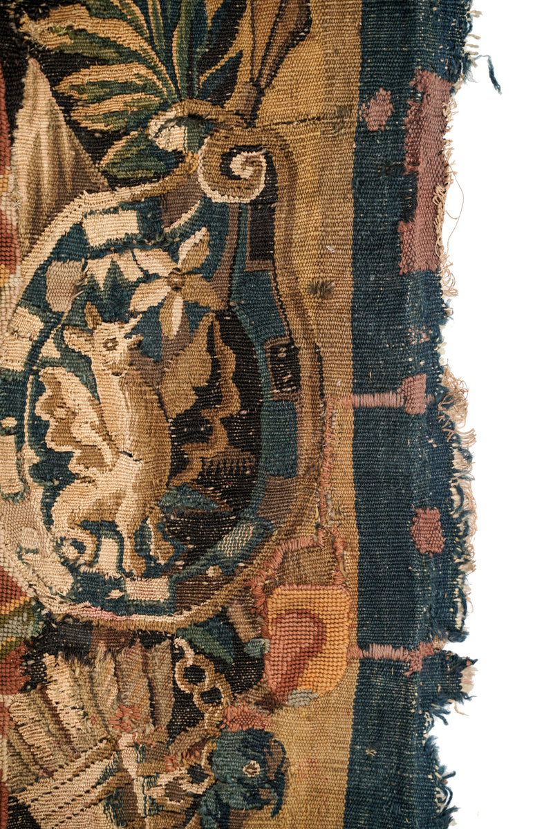 Antique Brussels Tapestry Fragment 7'4" x 1'1"
