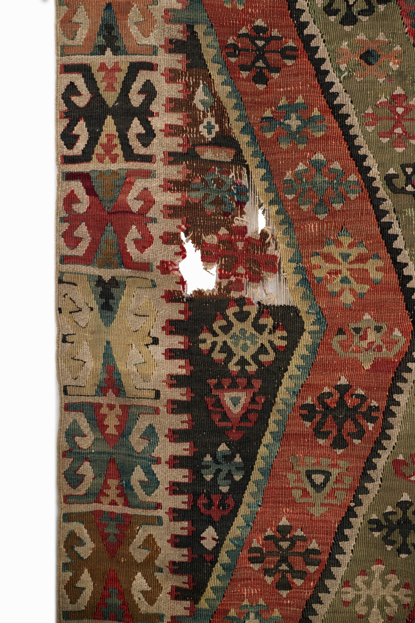 Antique East Anatolian kilim fragment 7'3" x 2'1"