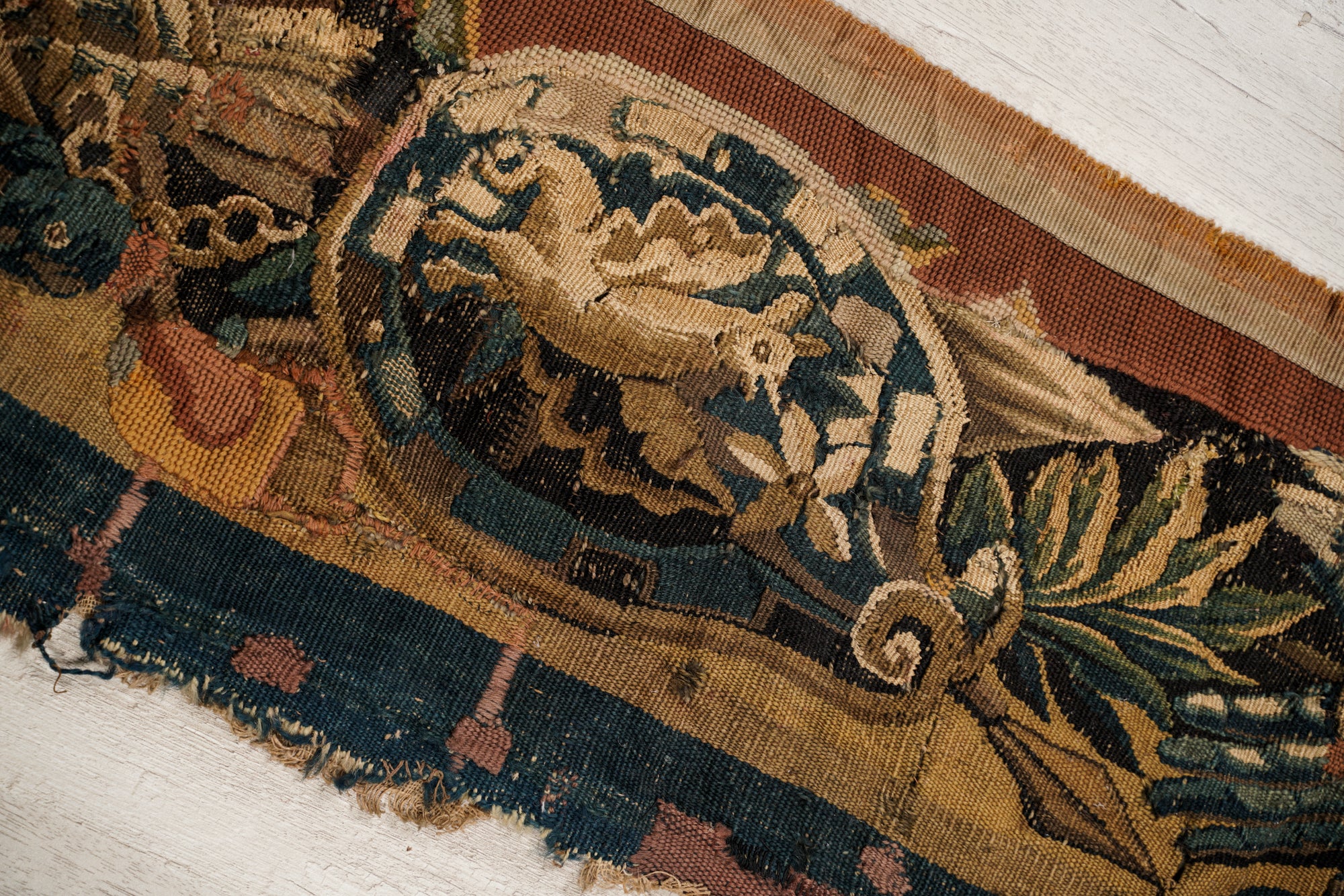 Antique Brussels Tapestry Fragment 7'4" x 1'1"