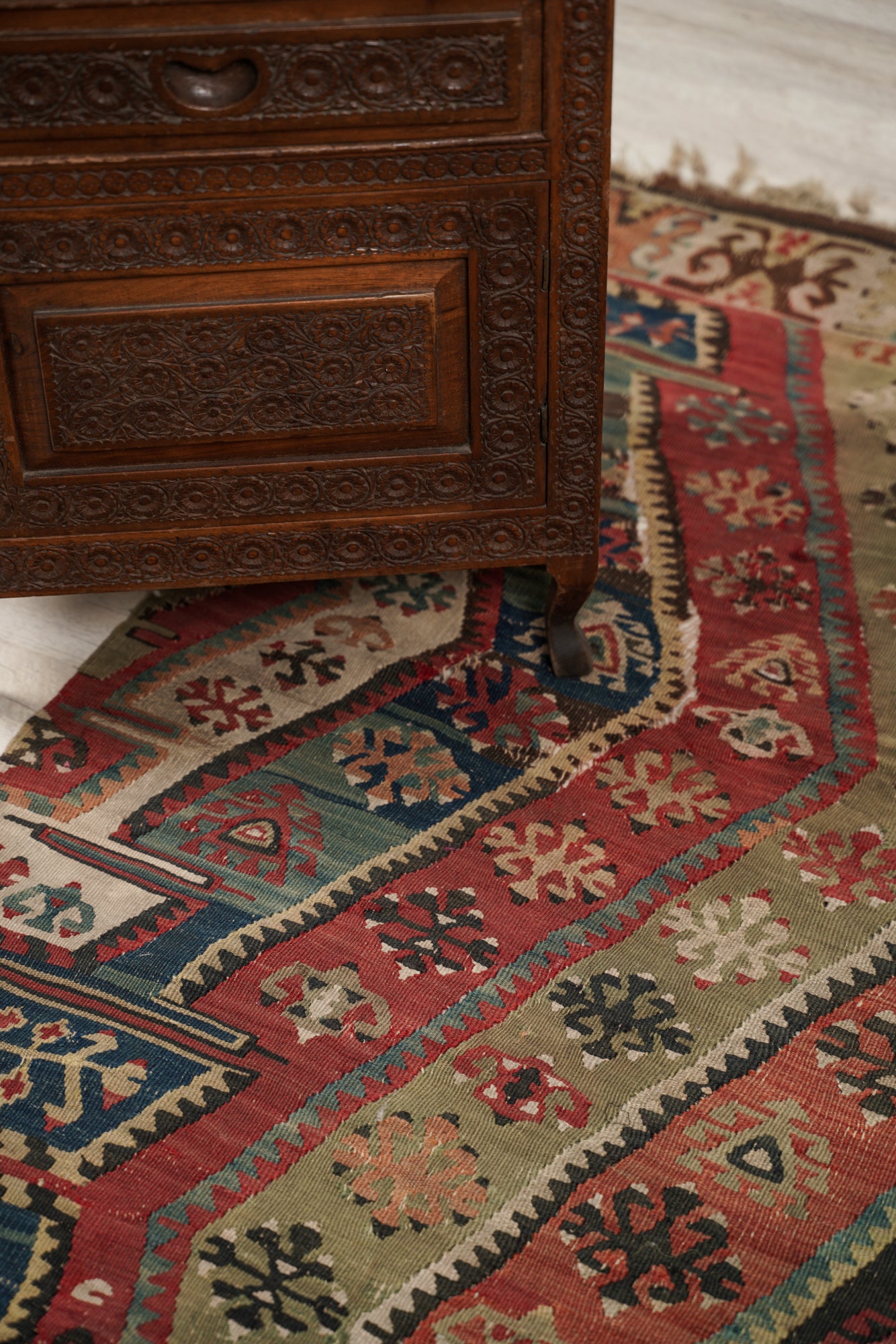 Antique East Anatolian kilim fragment 7'3" x 2'1"