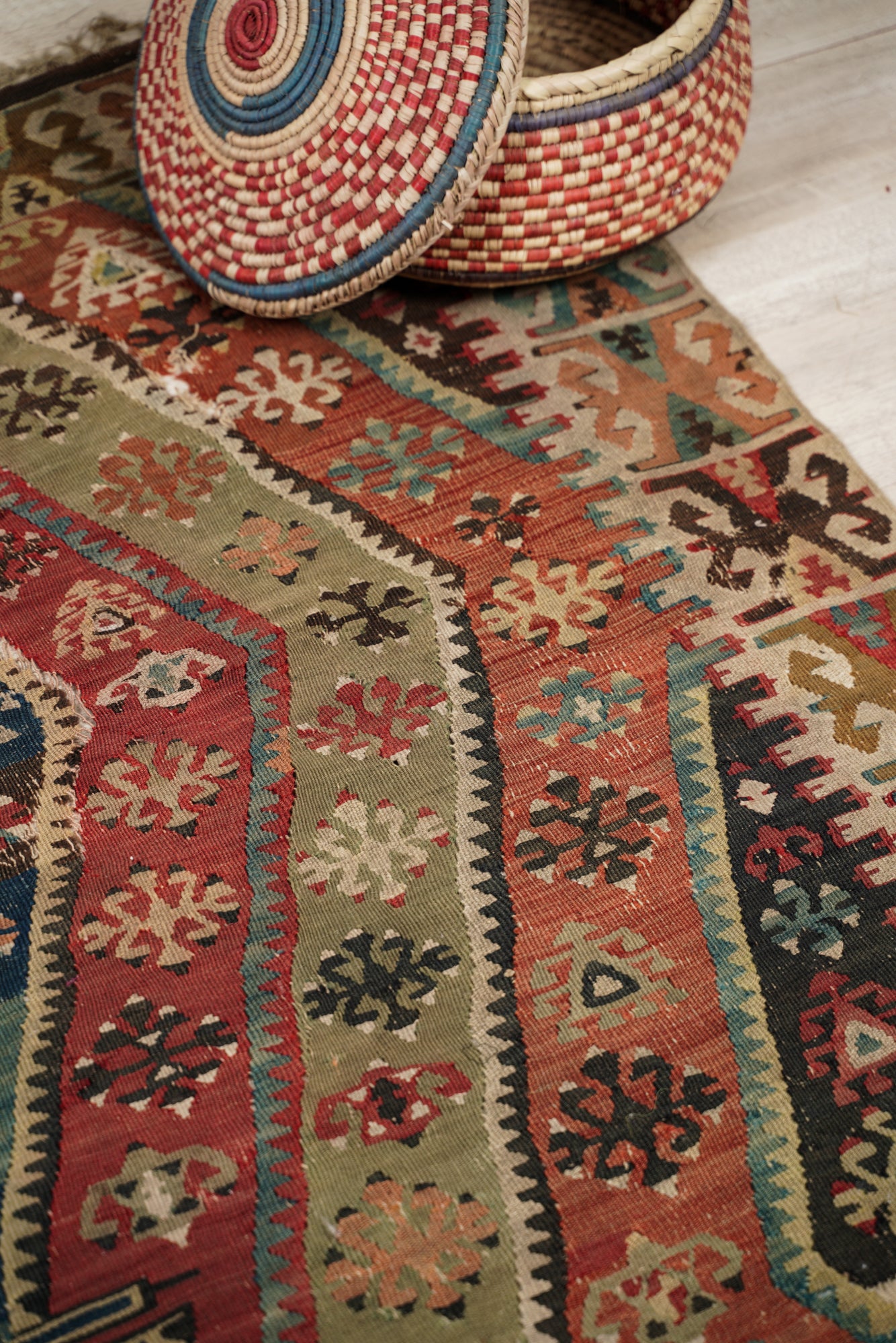 Antique East Anatolian kilim fragment 7'3" x 2'1"