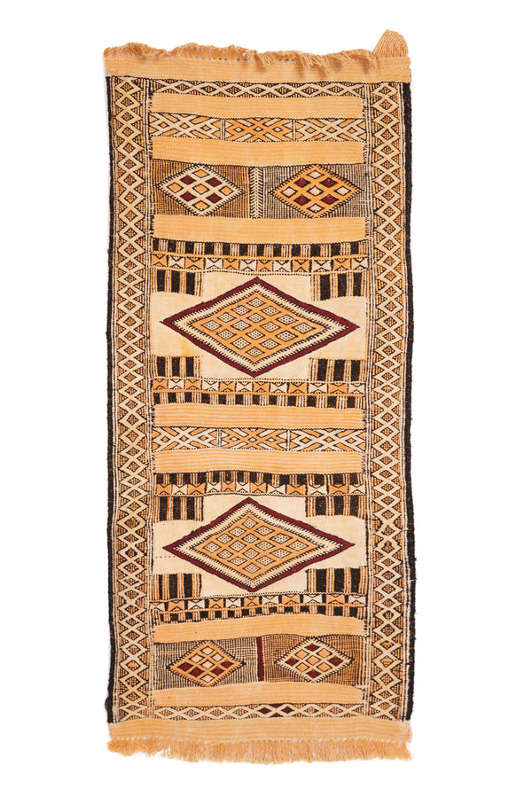 Vintage Moroccan Berber Samba Silk Kilim 3'10" x 1'8"