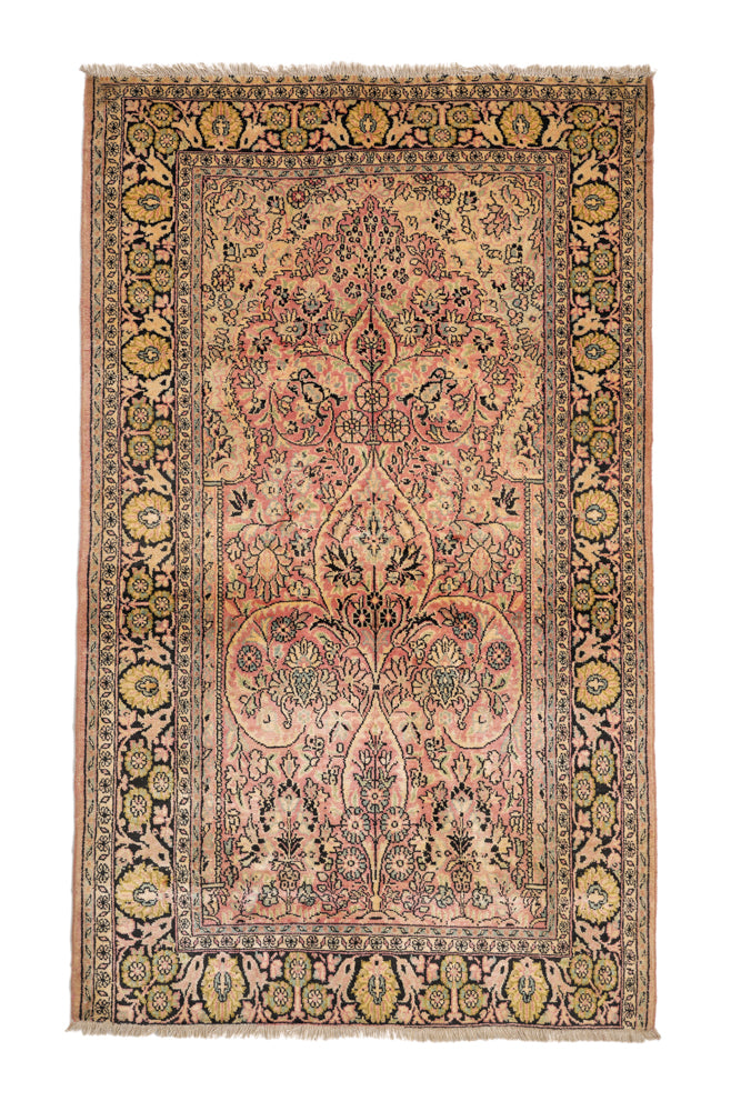 vintage Natural silk Kashmiri rug 4'9" x 3'