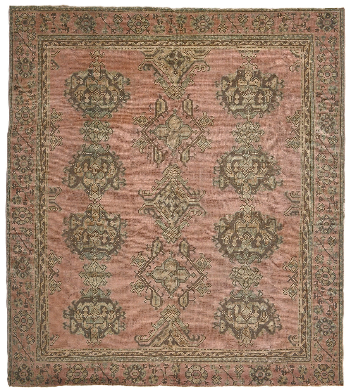 Vintage Turkish Oushak Rug  9'6" x 8'5"